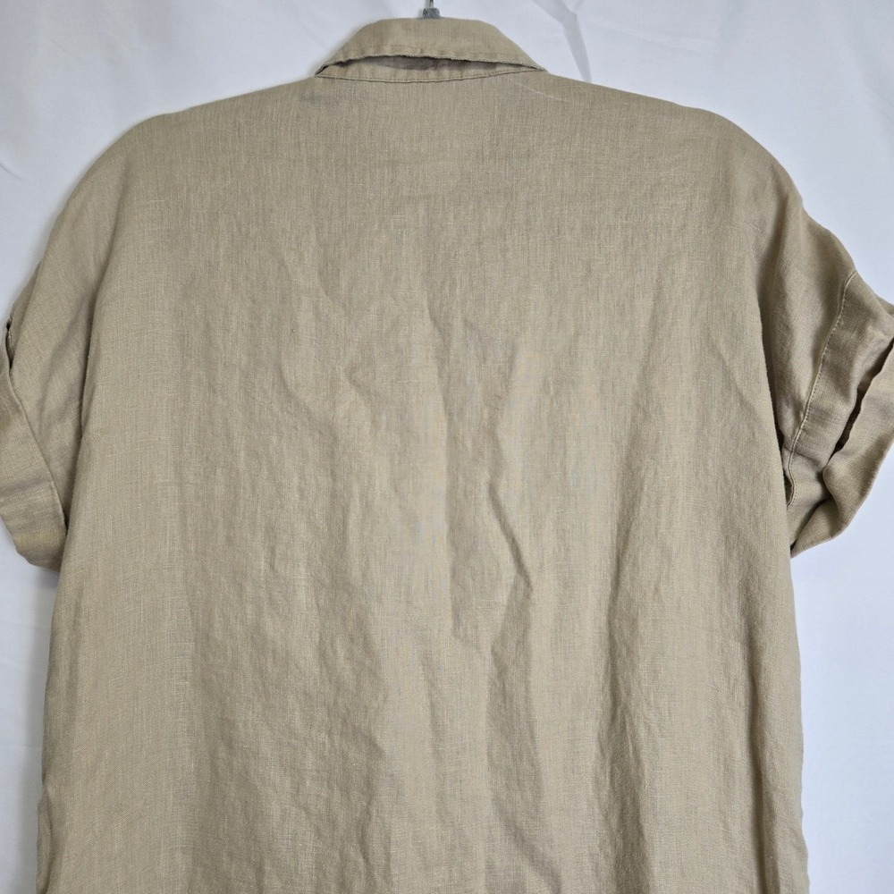 Lauren Ralph Lauren 100% Linen Short Sleeve Shirt Dress, Coastal Preppy, Tan, 6 - Picture 11 of 13